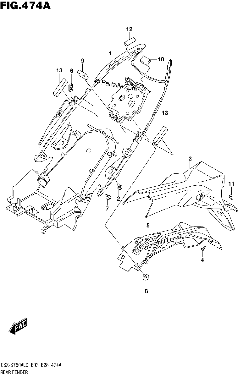 Diagrama de 474A REAR FENDER
