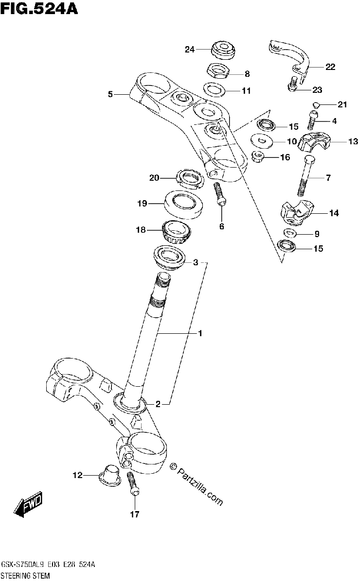 Diagrama de 524A STEERING STEM