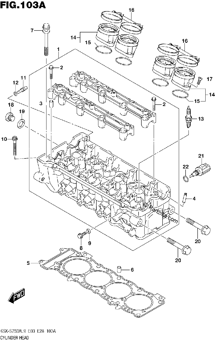 Diagrama de 103A CYLINDER HEAD