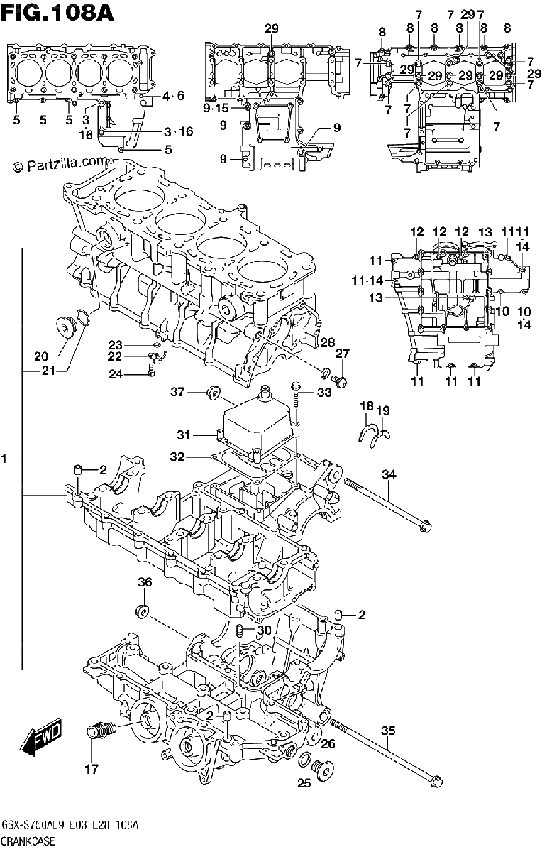 Diagrama de 108A CRANKCASE