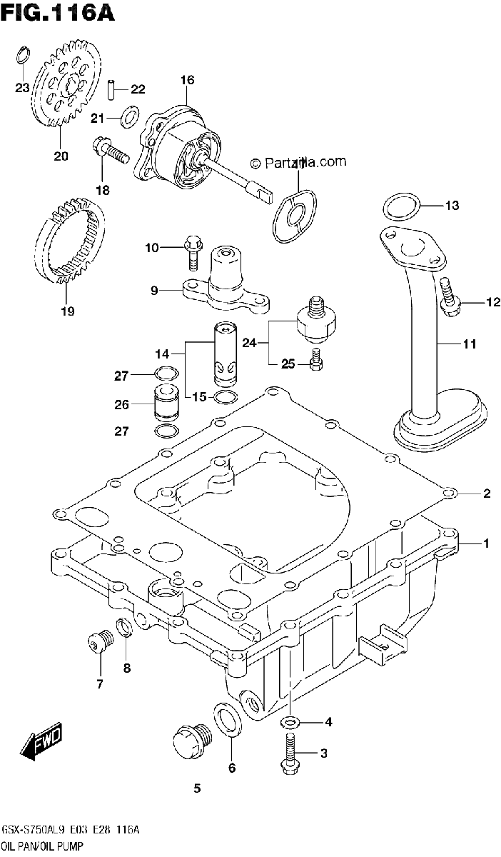 Diagrama de 116A OIL PAN OIL PUMP