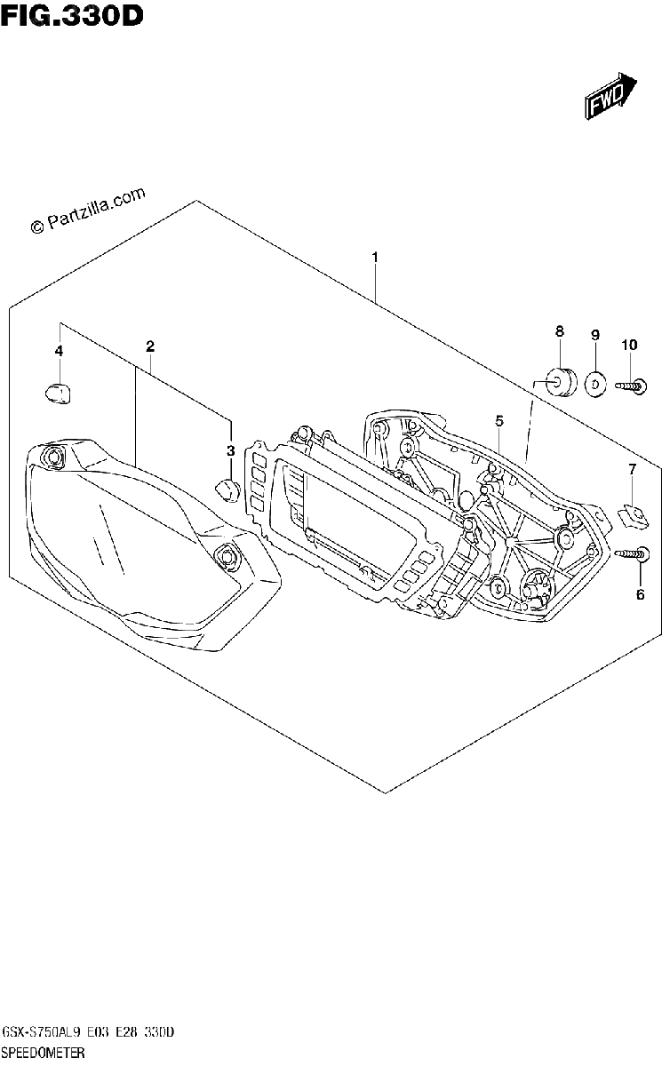 Diagrama de 330D SPEEDOMETER GSX S750YAL9 E28