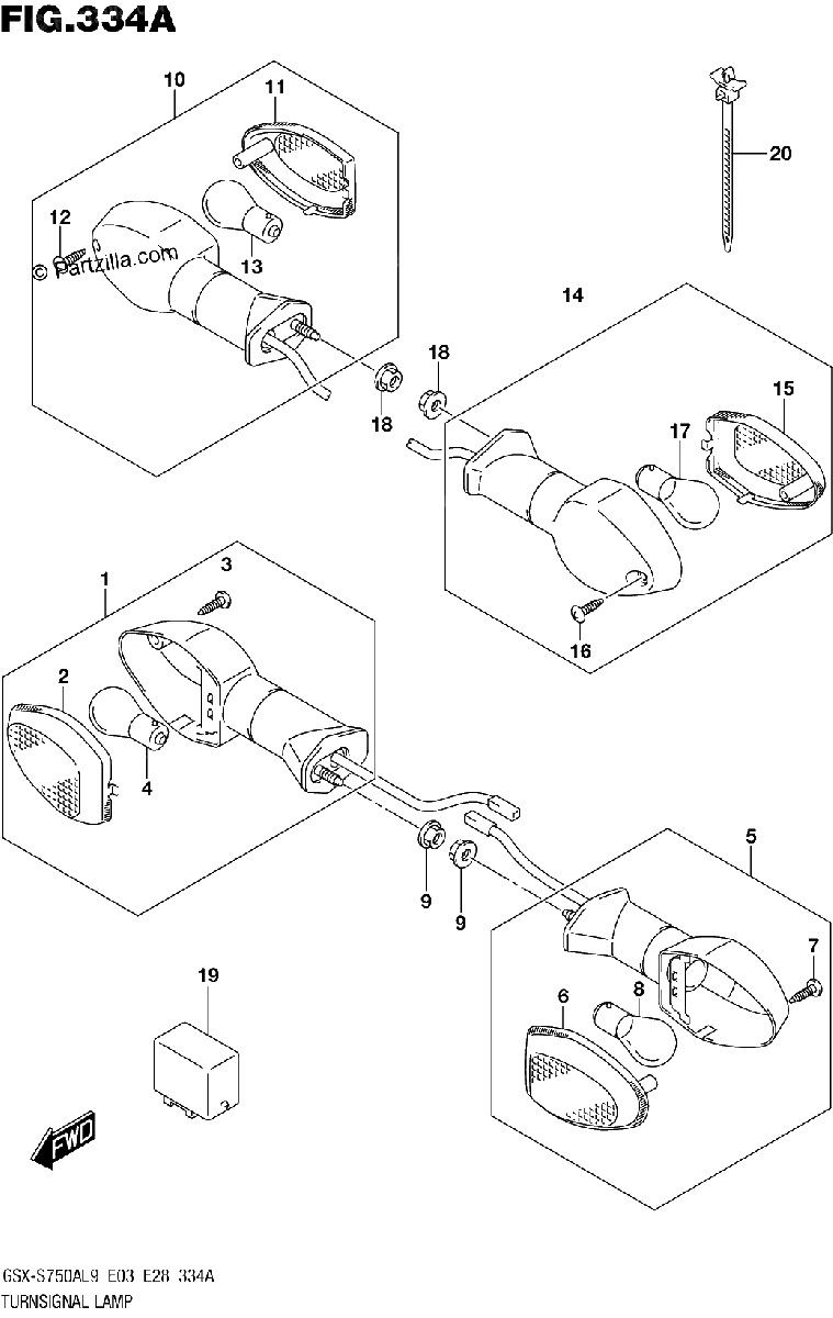 Diagrama de 334A TURNSIGNAL LAMP