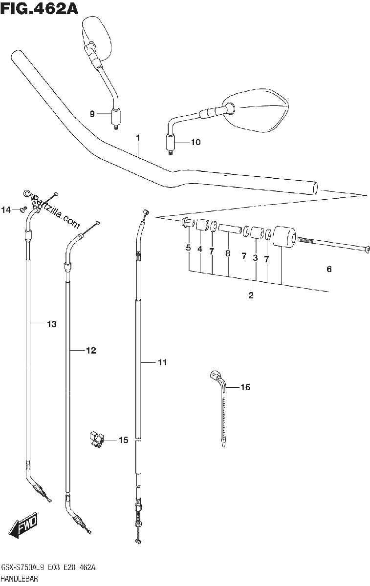 Diagrama de 462A HANDLEBAR