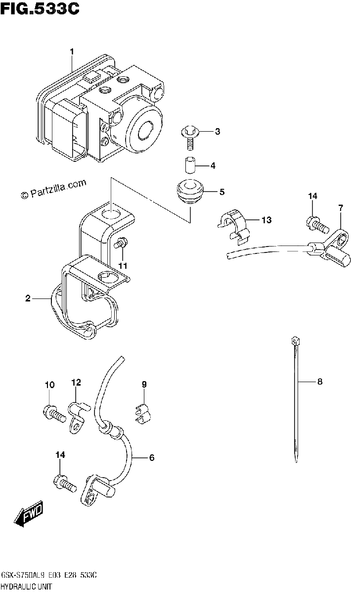 Diagrama de 533C HYDRAULIC UNIT GSX S750YAL9 E33