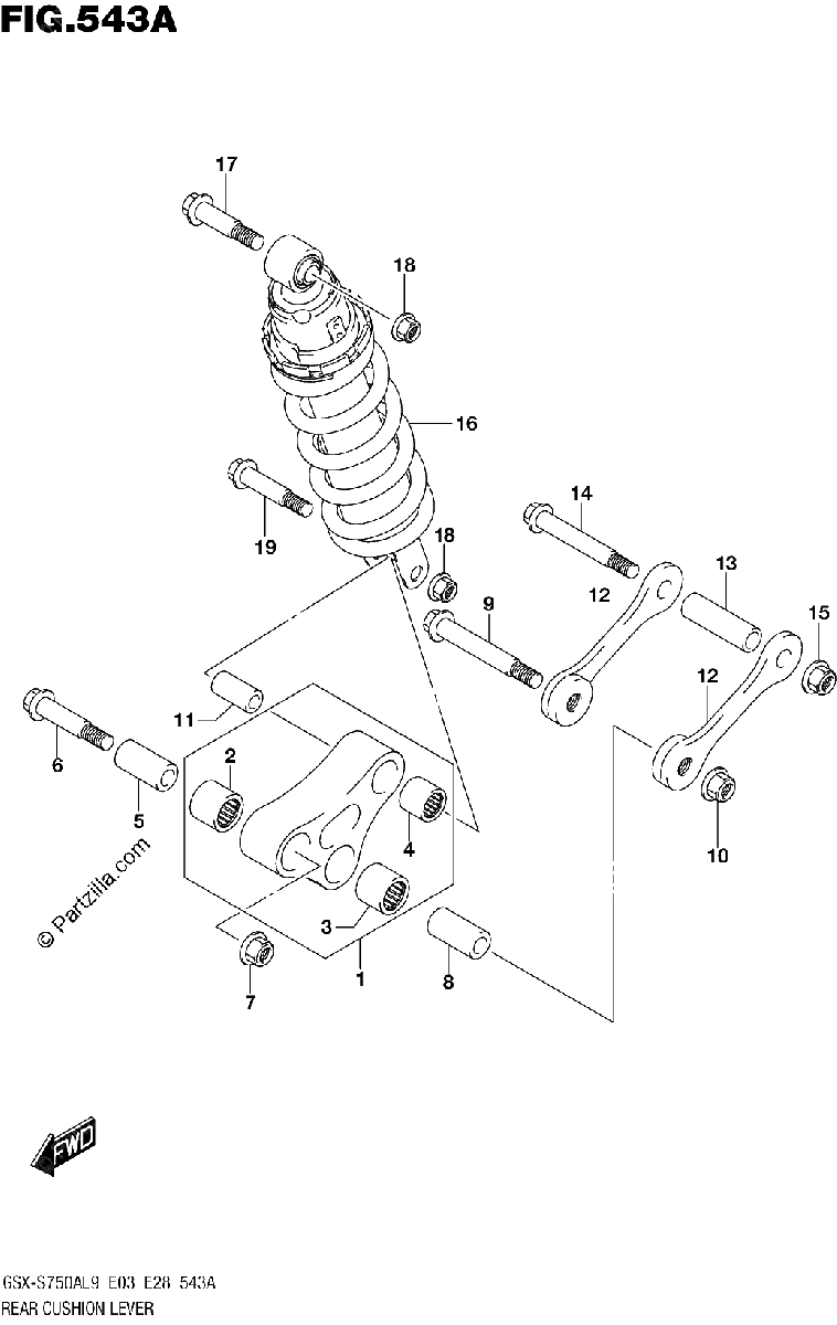 Diagrama de 543A REAR CUSHION LEVER