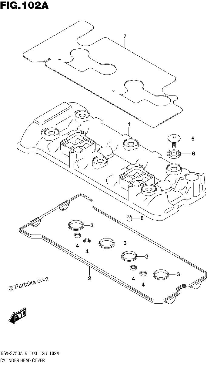 Diagrama de 102A CYLINDER HEAD COVER