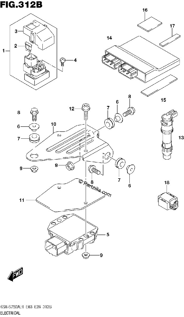 Diagrama de 312B ELECTRICAL GSX S750ZL9 E33