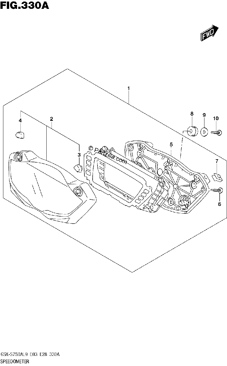 Diagrama de 330A SPEEDOMETER GSX S750ZL9 E03