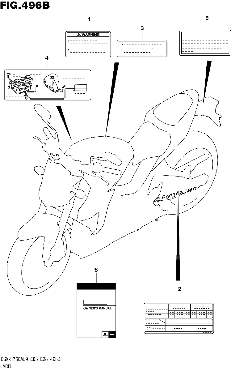 Diagrama de 496B LABEL GSX S750ZL9 E33