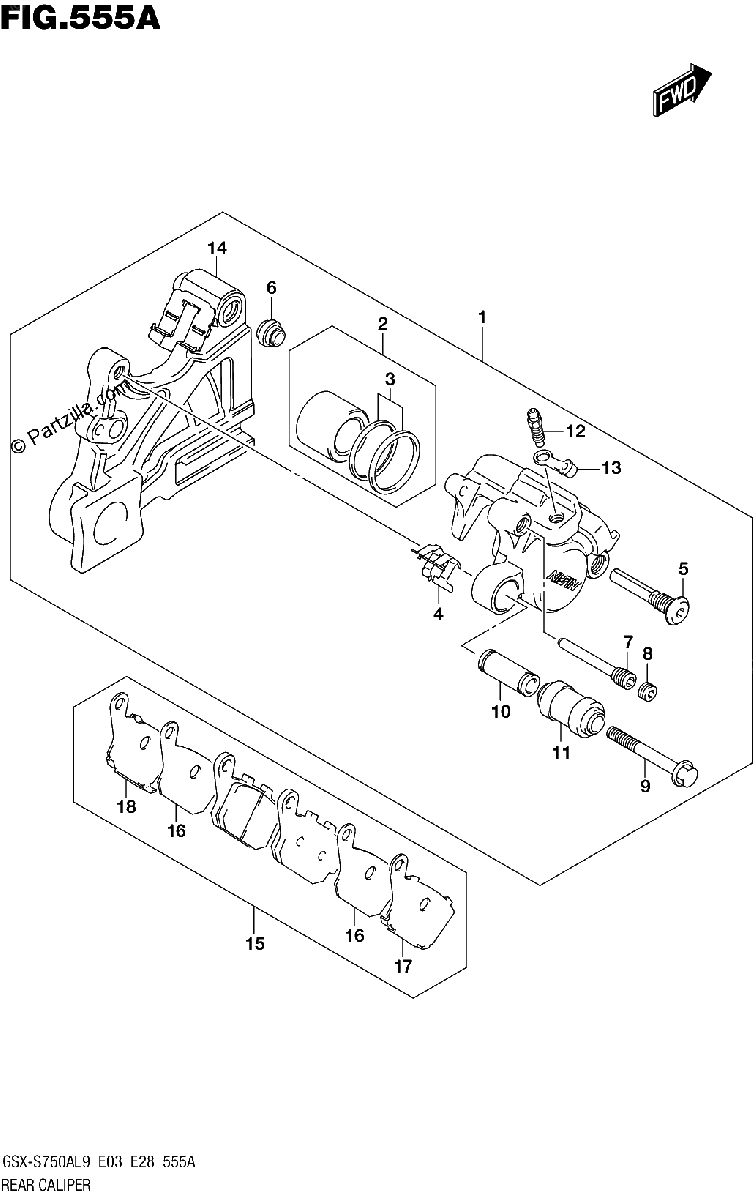 Diagrama de 555A REAR CALIPER