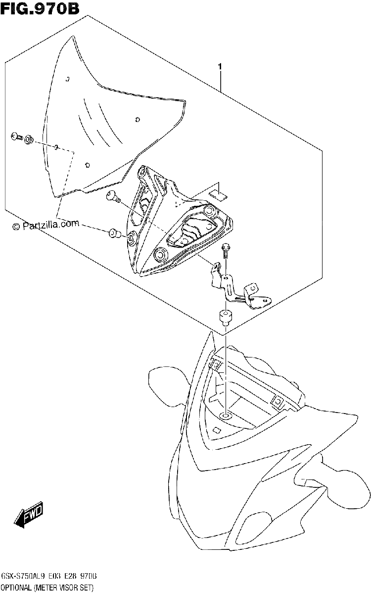 Diagrama de 970B OPTIONAL METER VISOR SET