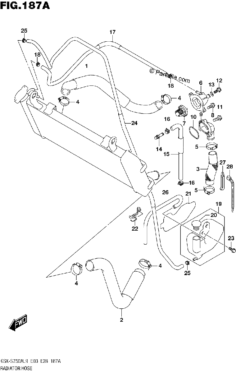 Diagrama de 187A RADIATOR HOSE