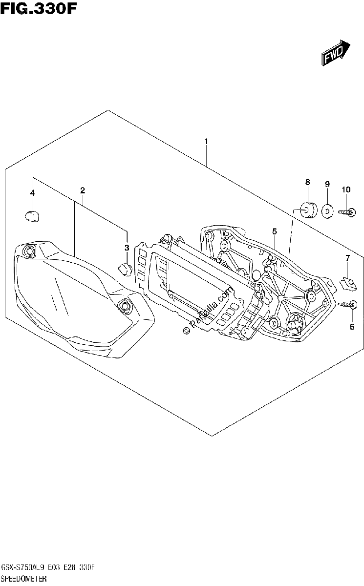 Diagrama de 330F SPEEDOMETER GSX S750ZAL9 E28