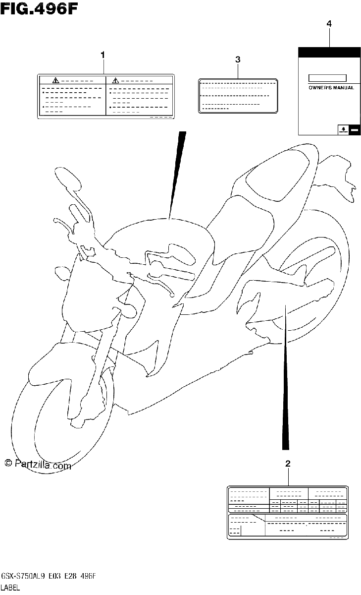 Diagrama de 496F LABEL GSX S750ZAL9 E28