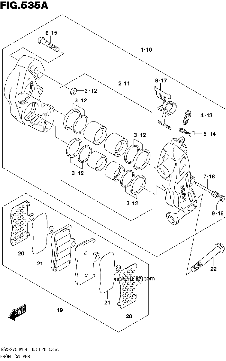 Diagrama de 535A FRONT CALIPER