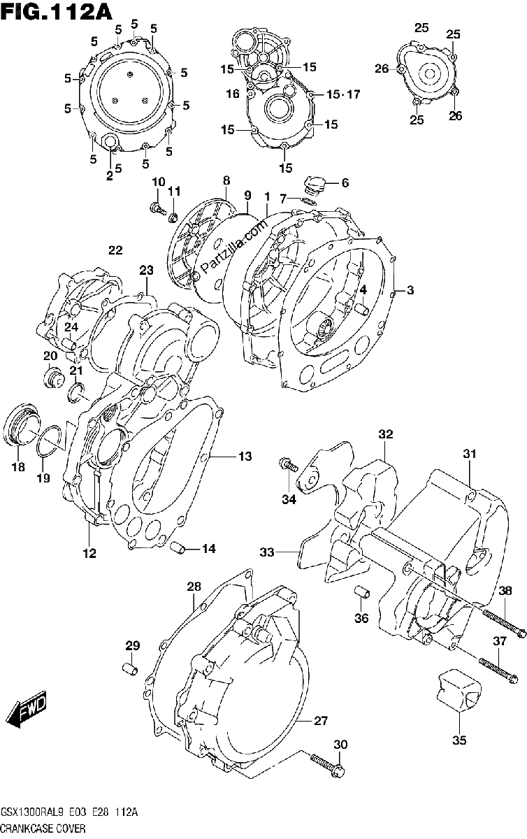 Diagrama de 112A CRANKCASE COVER