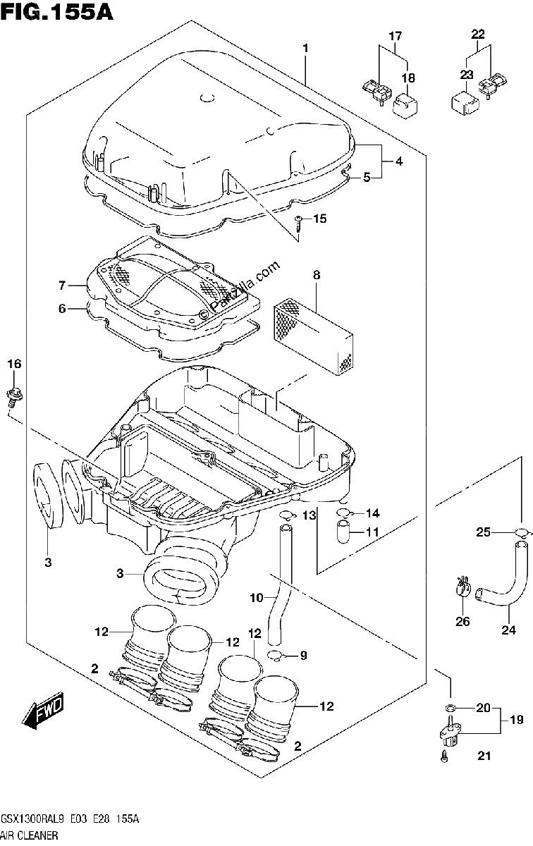 Diagrama de 155A AIR CLEANER