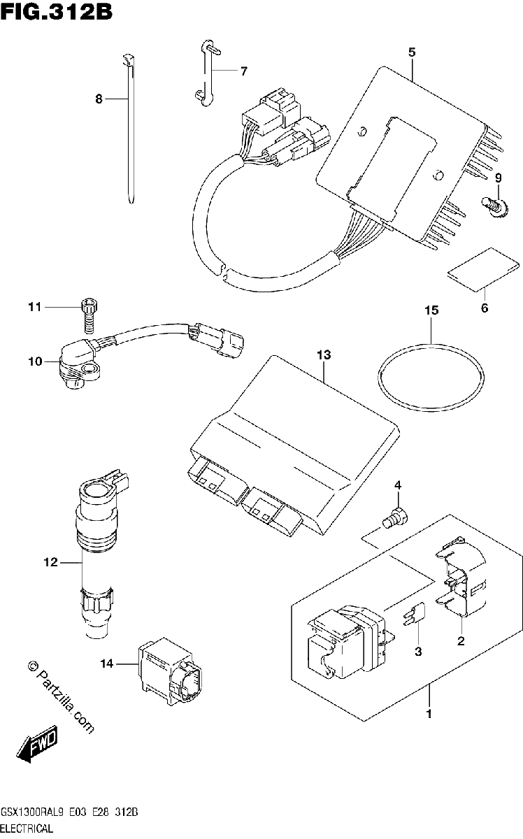 Diagrama de 312B ELECTRICAL GSX1300RAL9 E28