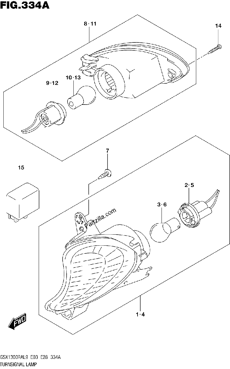 Diagrama de 334A TURNSIGNAL LAMP