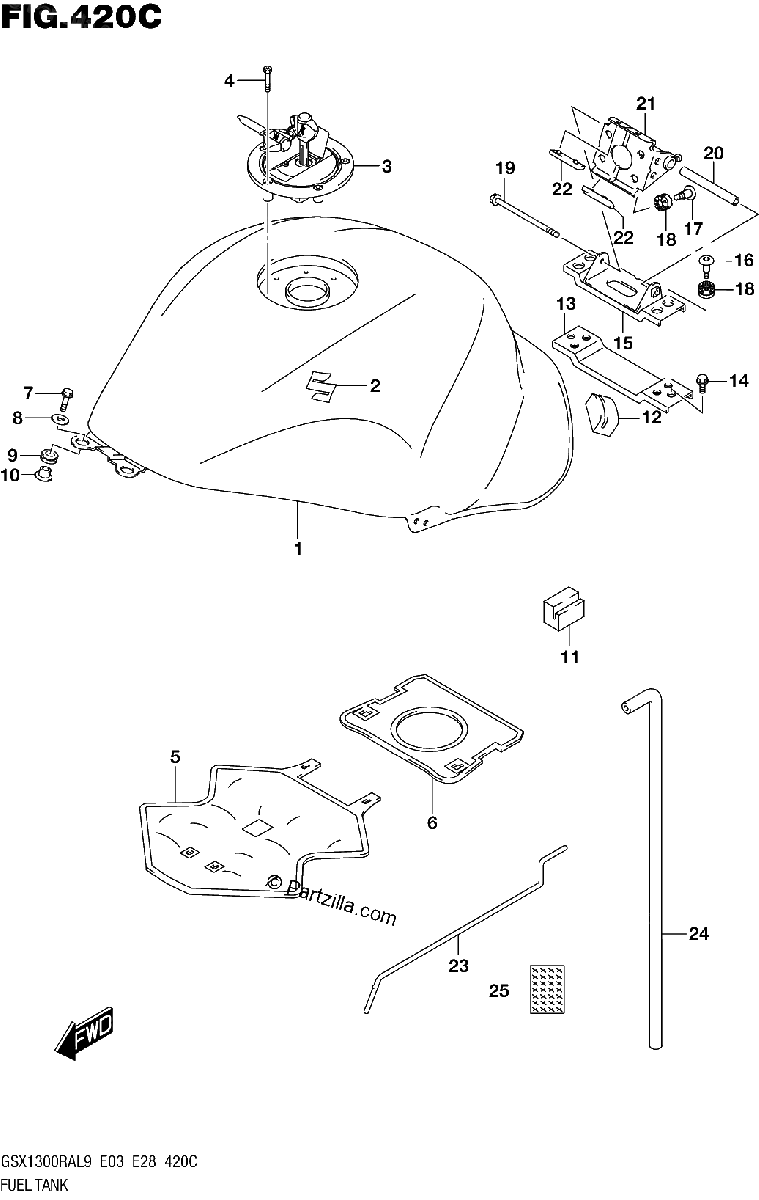 Diagrama de 420C FUEL TANK GSX1300RAL9 E33