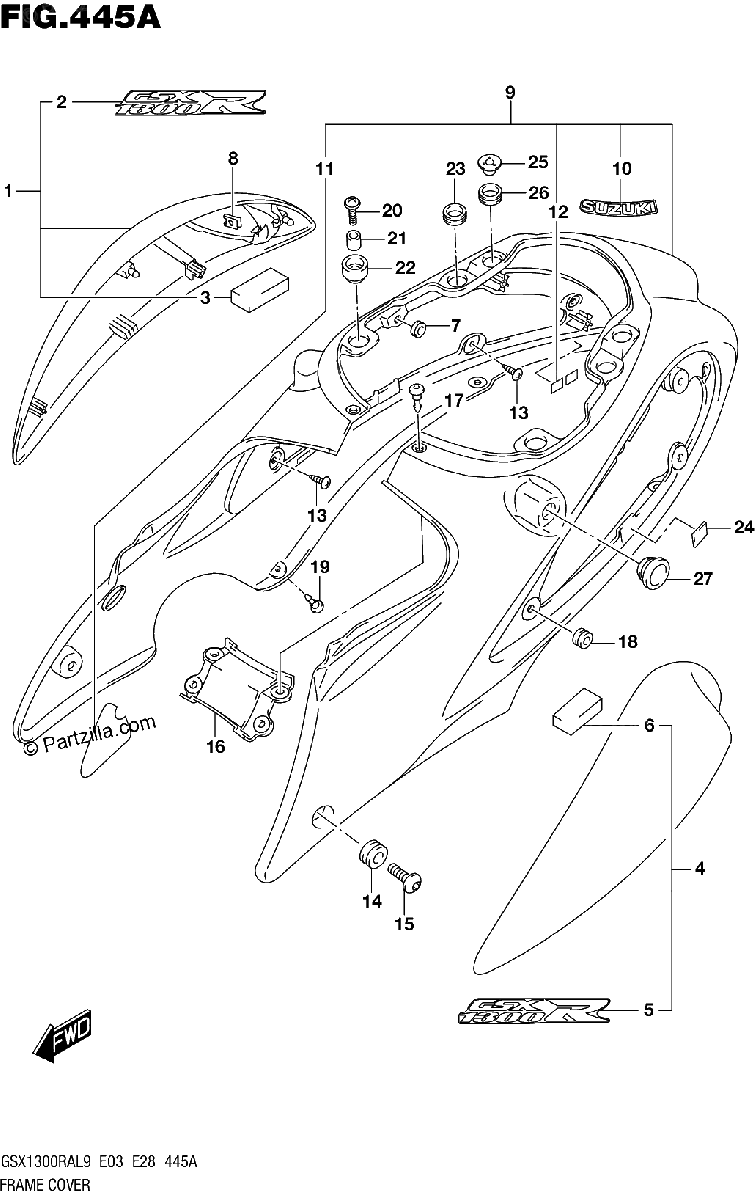 Diagrama de 445A FRAME COVER