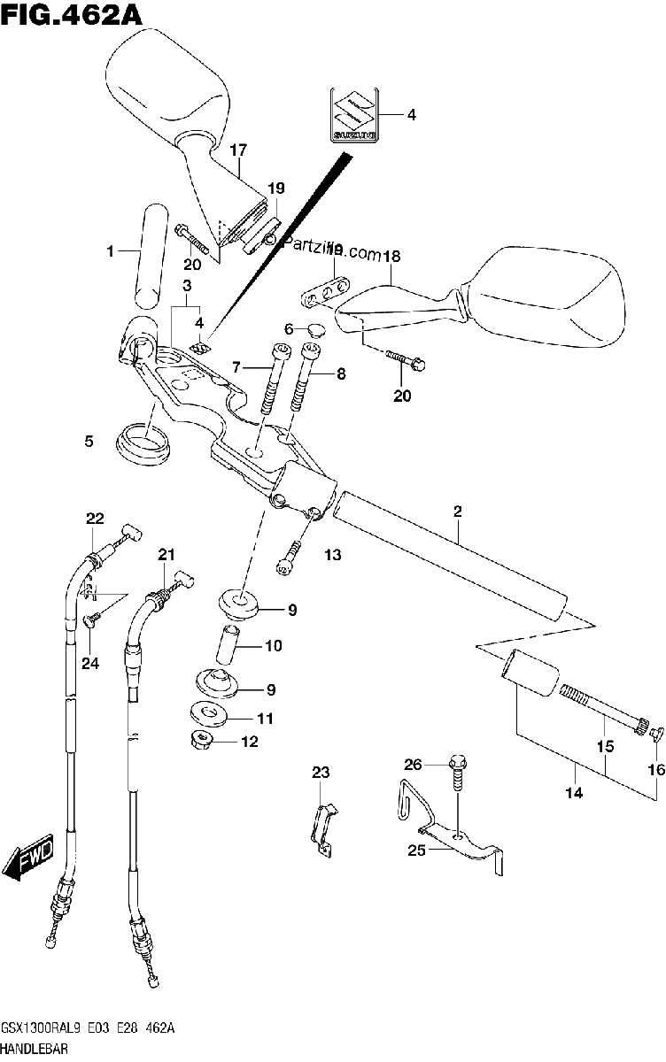 Diagrama de 462A HANDLEBAR
