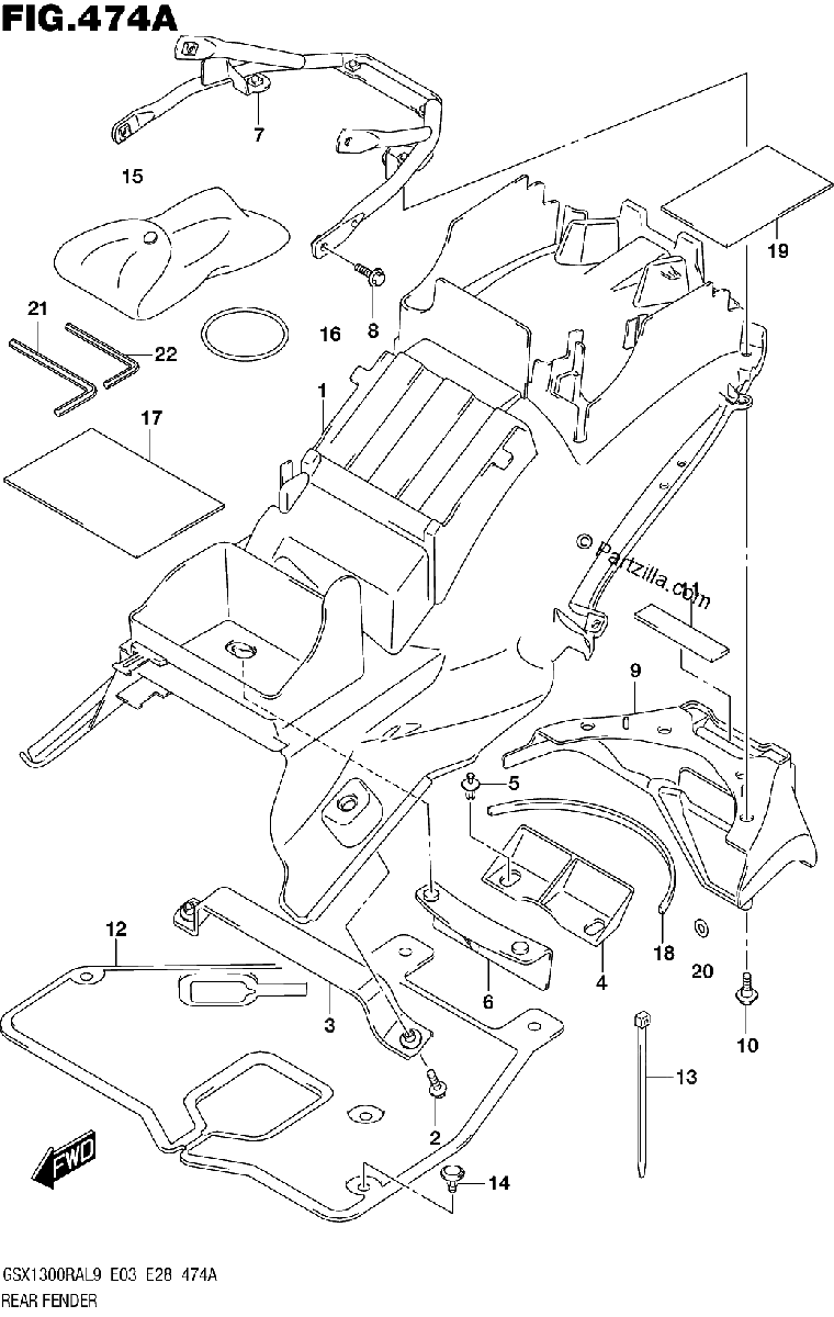 Diagrama de 474A REAR FENDER