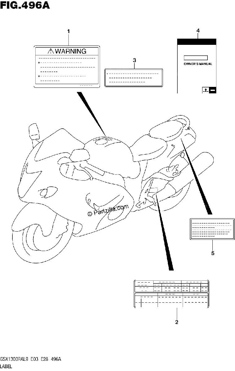 Diagrama de 496A LABEL GSX1300RAL8 E03