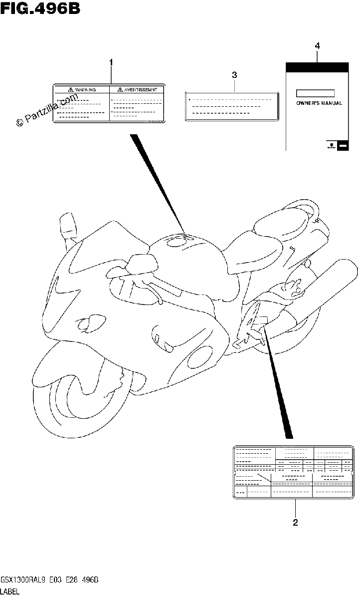 Diagrama de 496B LABEL GSX1300RAL8 E28