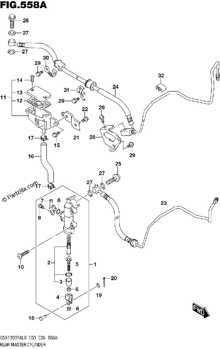 Diagrama de 558A REAR MASTER CYLINDER