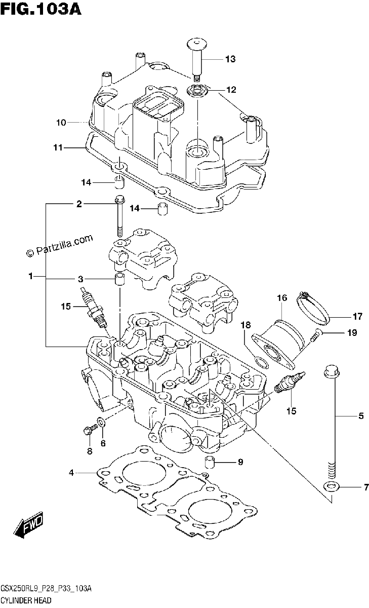 Diagrama de 103A CYLINDER HEAD