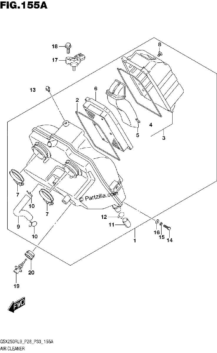 Diagrama de 155A AIR CLEANER
