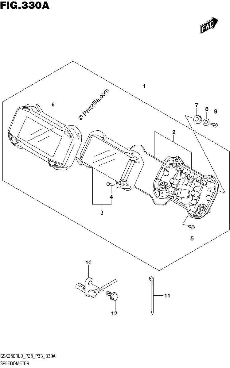 Diagrama de 330A SPEEDOMETER GSX250RL9 P28