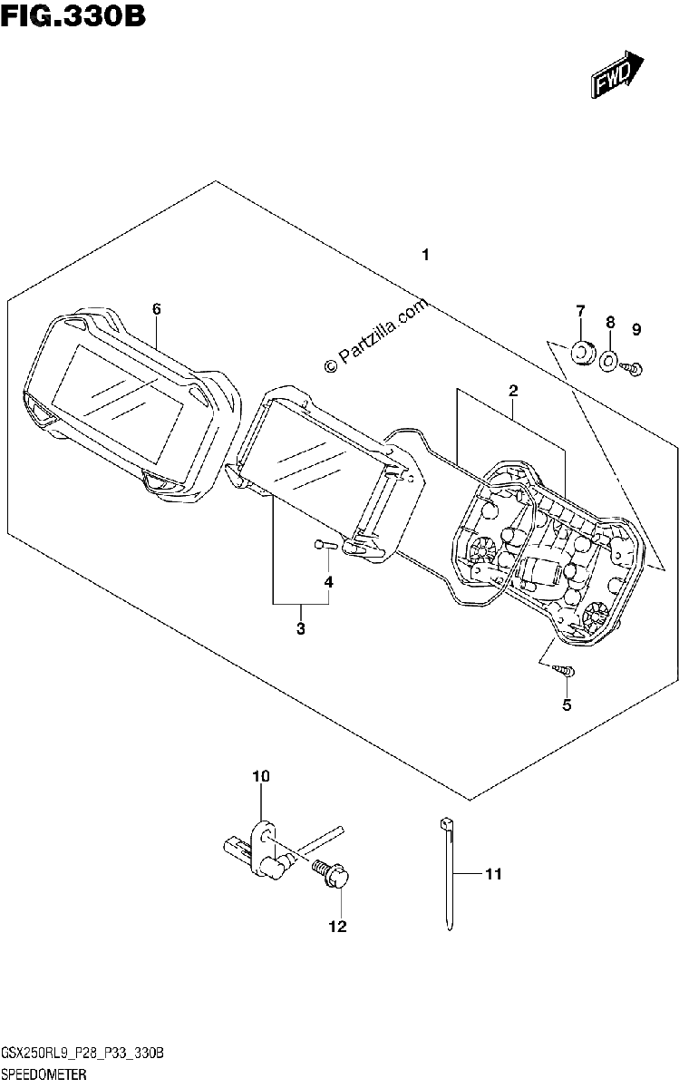 Diagrama de 330B SPEEDOMETER GSX250RL9 P33