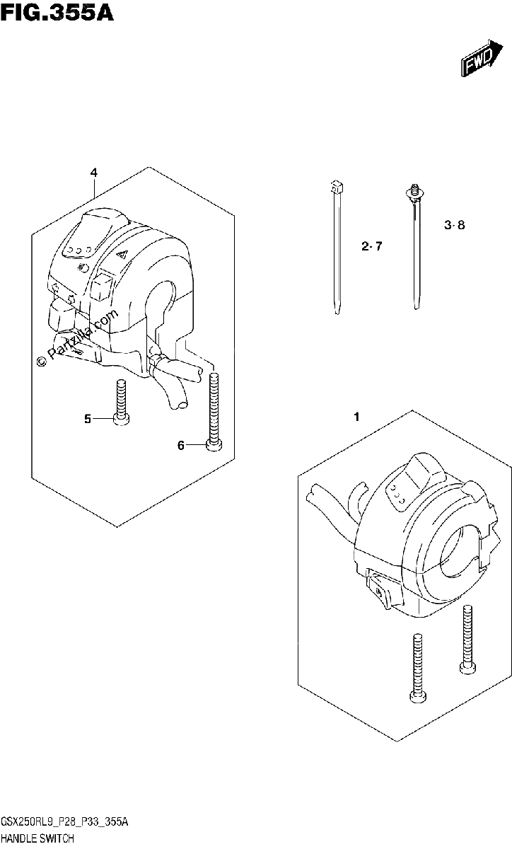 Diagrama de 355A HANDLE SWITCH