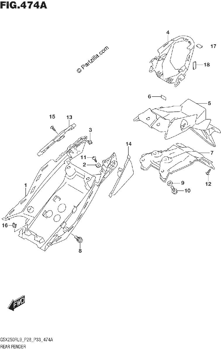 Diagrama de 474A REAR FENDER