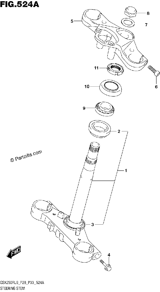 Diagrama de 524A STEERING STEM