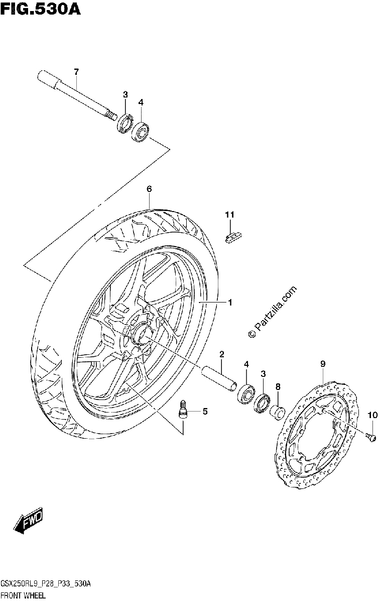 Diagrama de 530A FRONT WHEEL