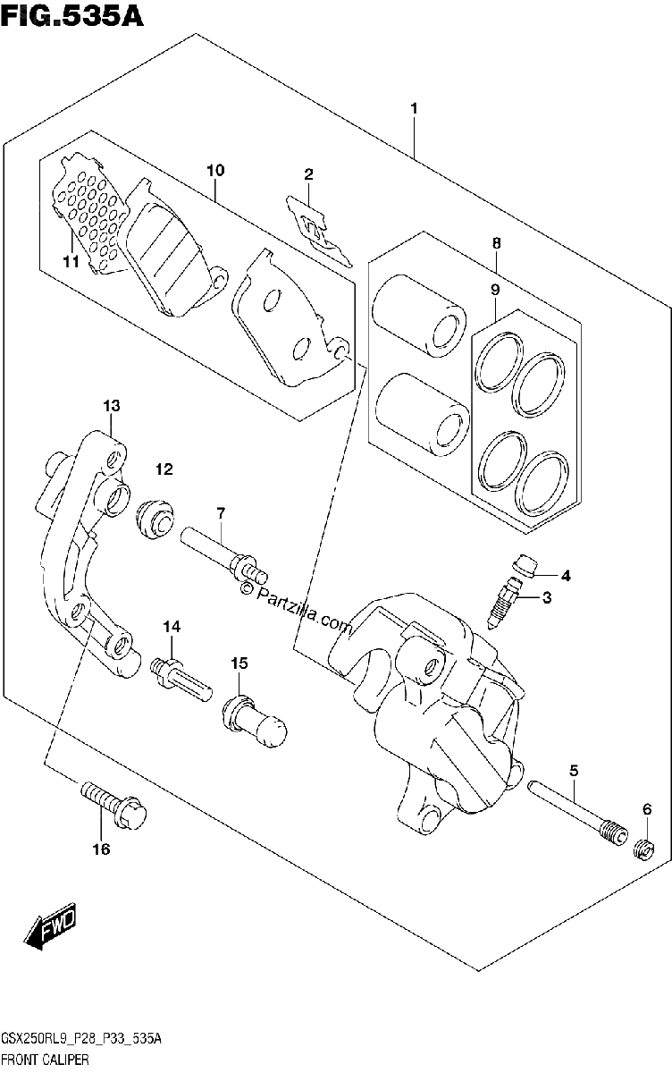 Diagrama de 535A FRONT CALIPER