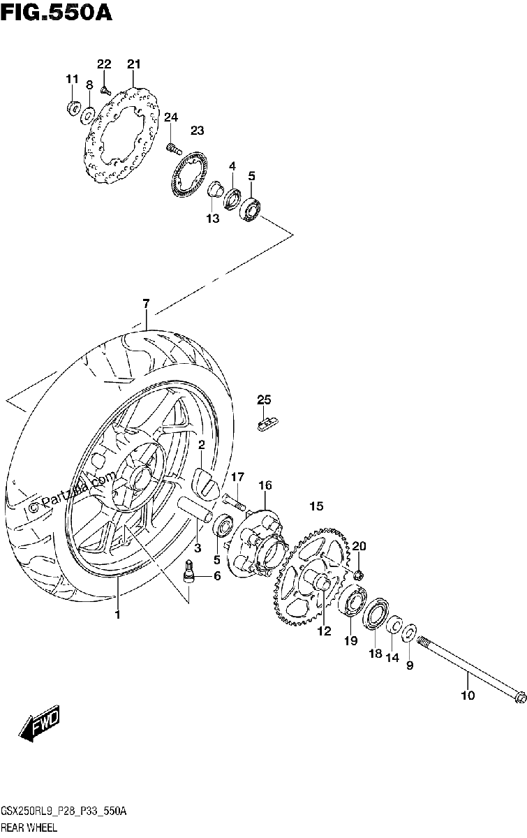 Diagrama de 550A REAR WHEEL