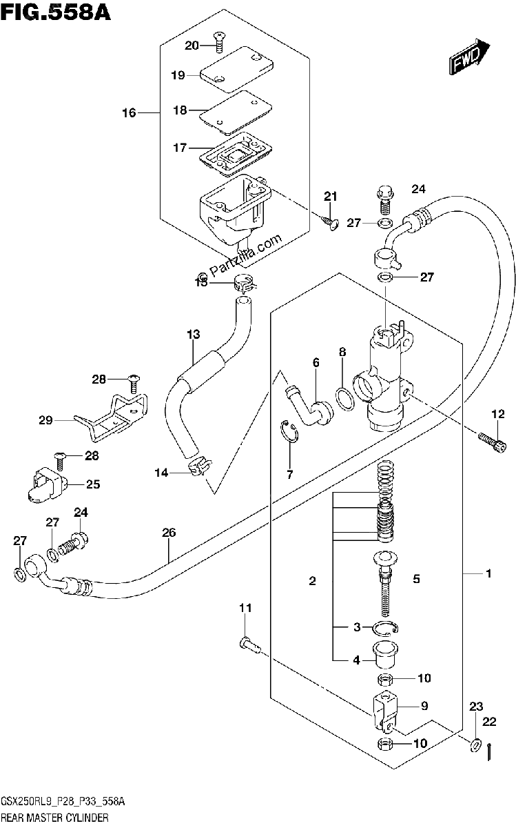 Diagrama de 558A REAR MASTER CYLINDER