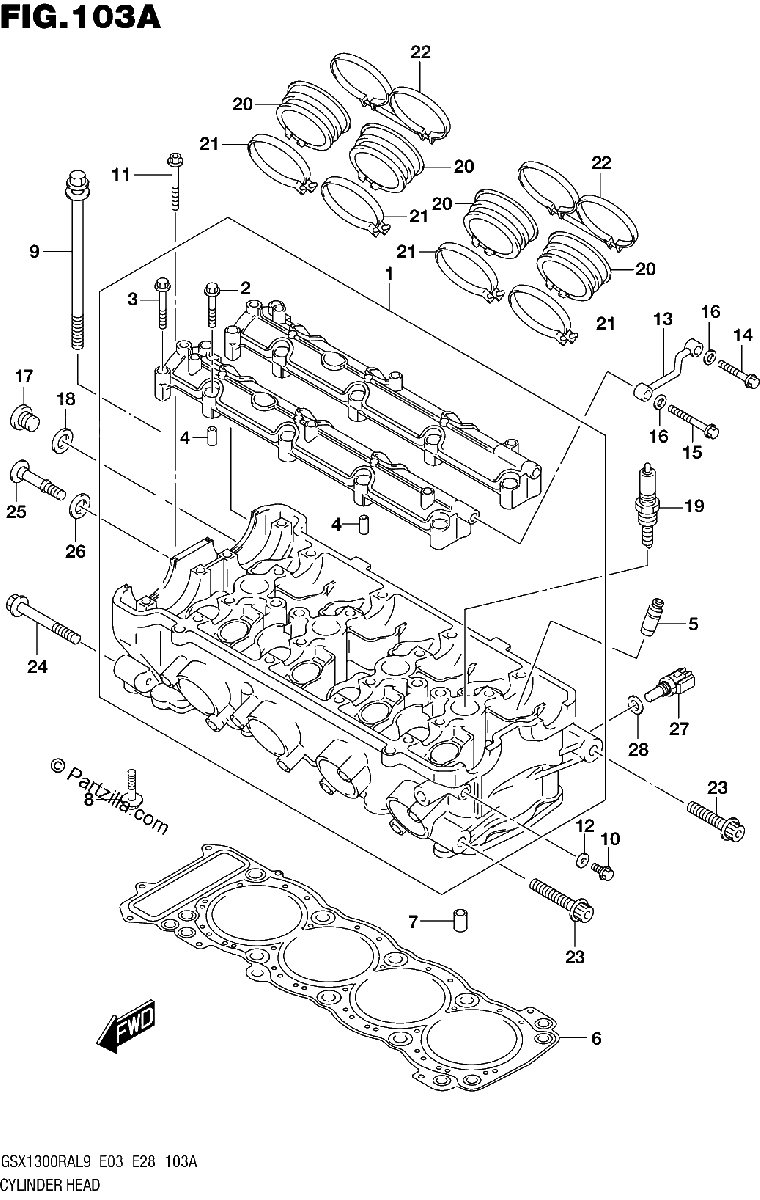 Diagrama de 103A CYLINDER HEAD