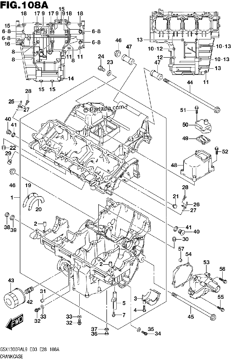 Diagrama de 108A CRANKCASE