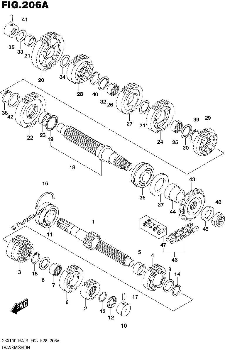 Diagrama de 206A TRANSMISSION