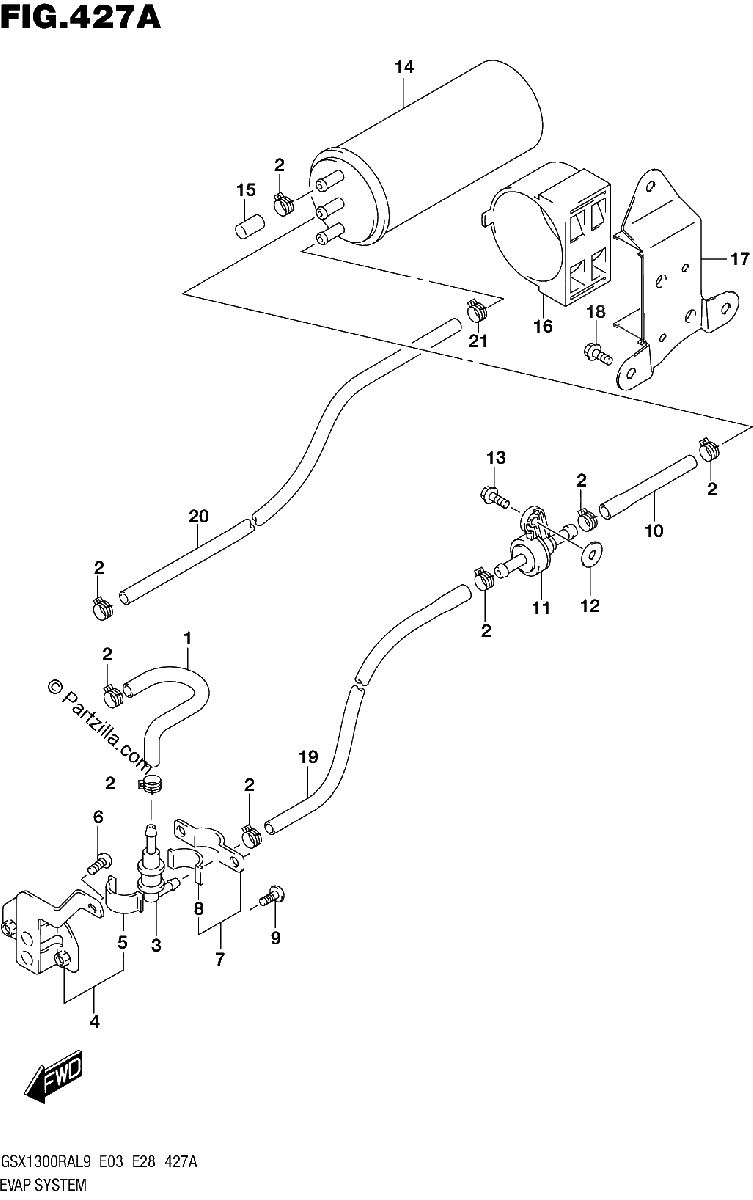 Diagrama de 427A EVAP SYSTEM GSX1300RAL9 E33