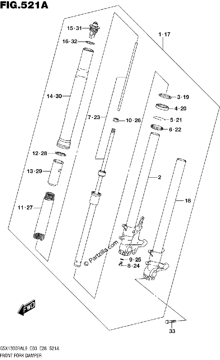 Diagrama de 521A FRONT FORK DAMPER