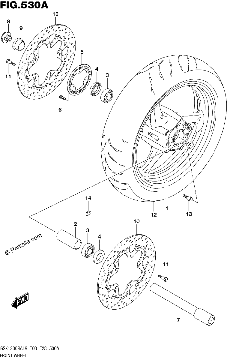 Diagrama de 530A FRONT WHEEL