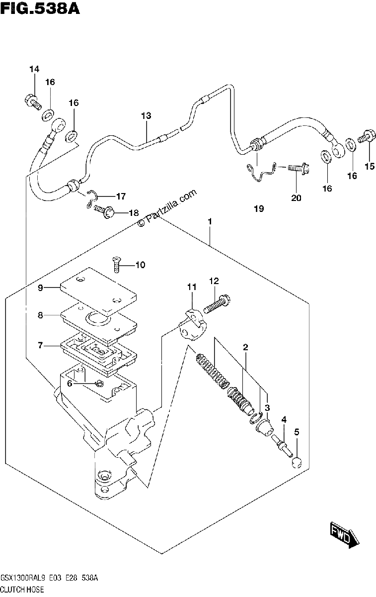 Diagrama de 538A CLUTCH HOSE