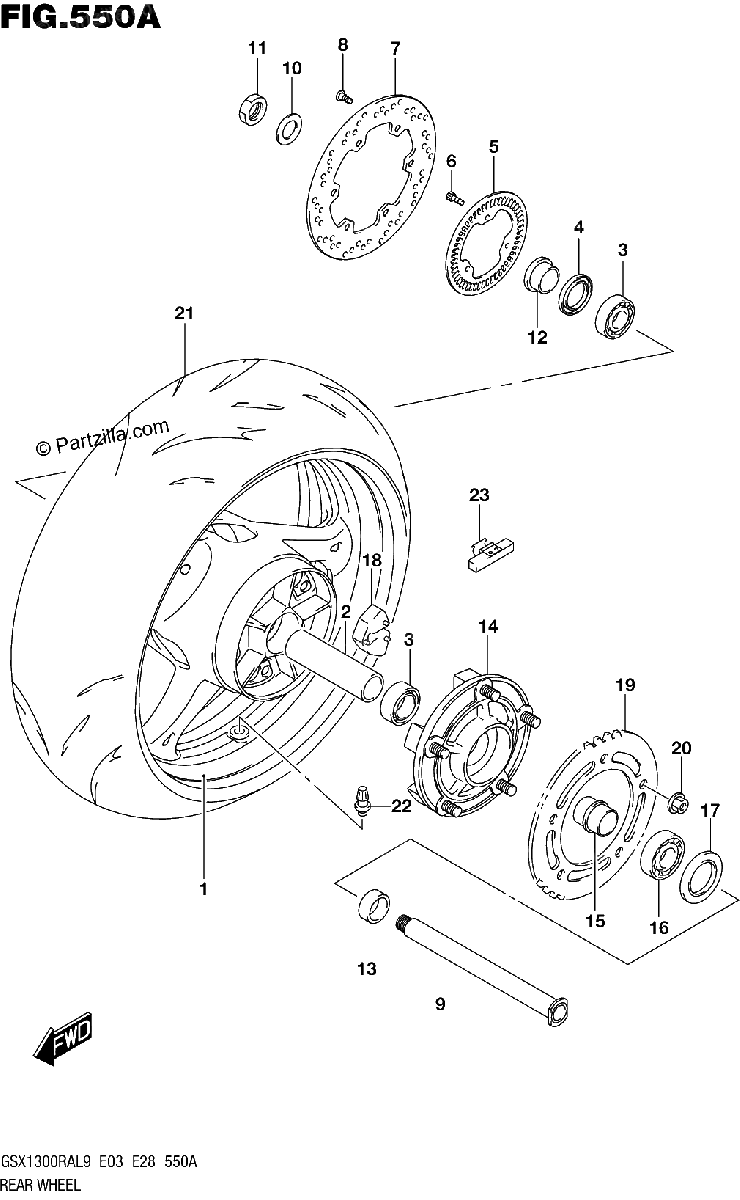 Diagrama de 550A REAR WHEEL